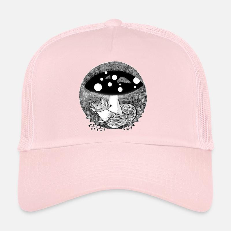 Fox illustration black and white Trucker Cap