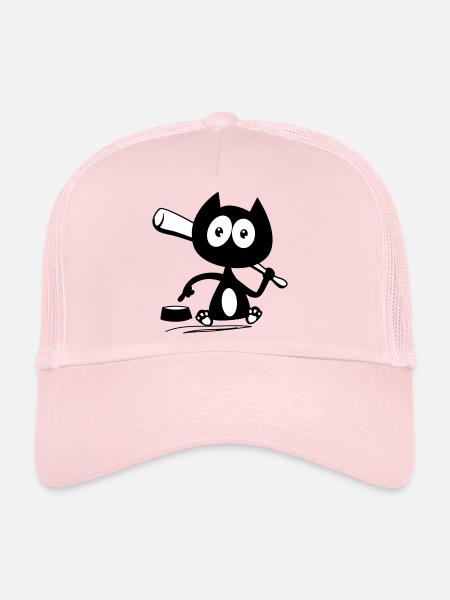 Donne moi à manger ! Humour de chat ! - Casquette trucker  - rose pâle - Devant