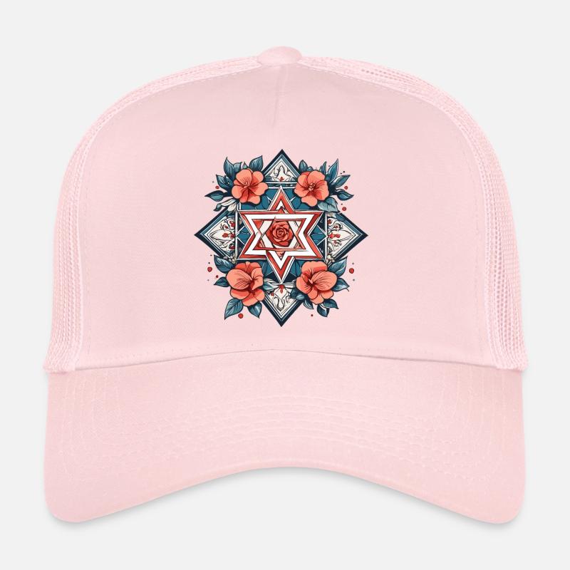 Étoile juive avec des fleurs Casquette trucker 