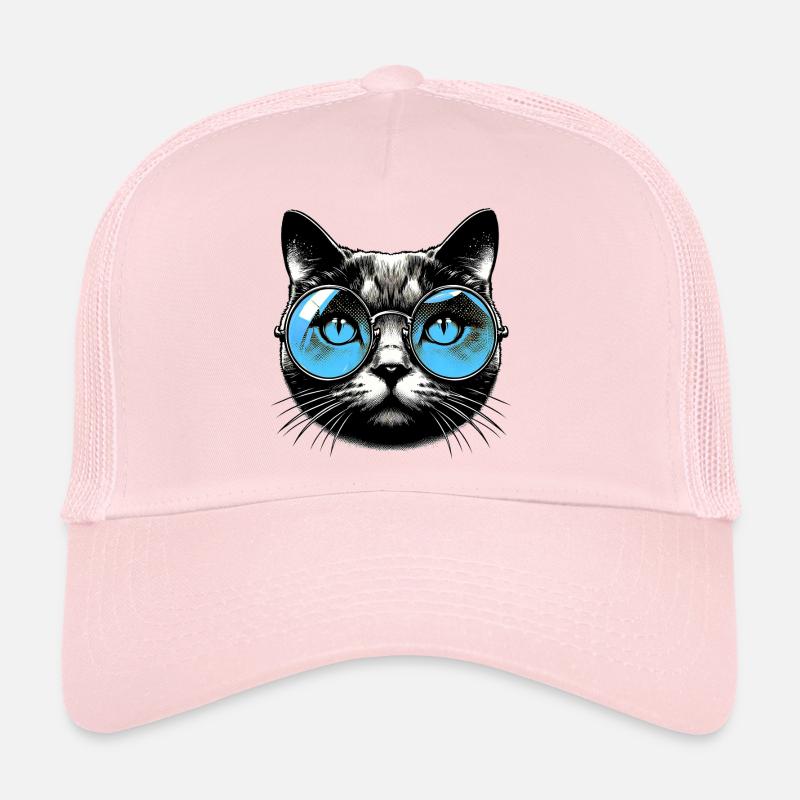 Chat à lunettes Casquette trucker 