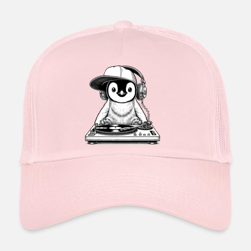 cooles Pinguin-Motiv als DJ mit Kopfhörer Trucker Cap