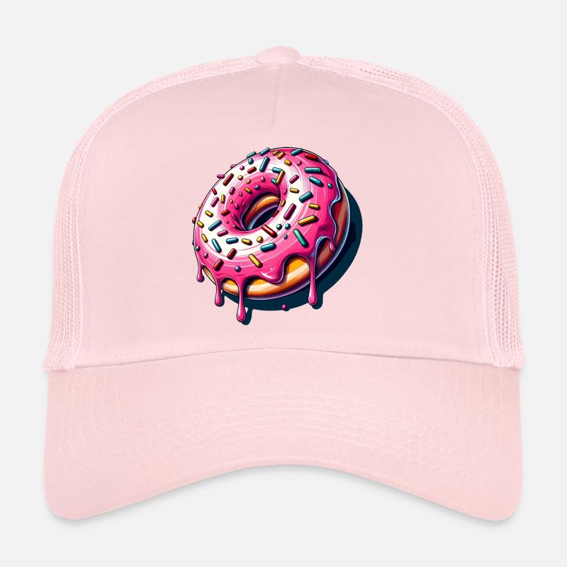Un beignet avec des pépites colorées et un glaçage rose Casquette trucker 