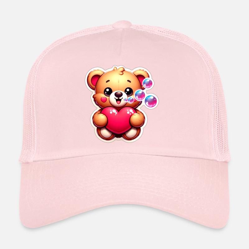Teddybär mit Herz und Seifenblasen - Trucker Cap - Hellrosa