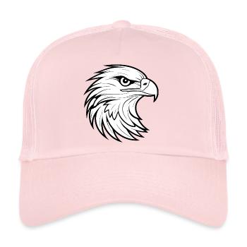 Portrait caricatural d’aigle aux lignes fortes - Casquette trucker  - rose pâle - Devant
