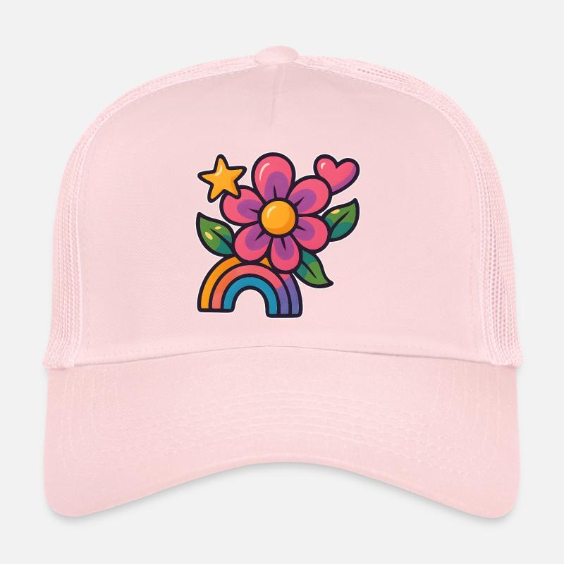 Bunte Blumen- und Regenbogen-Illustration  Trucker Cap
