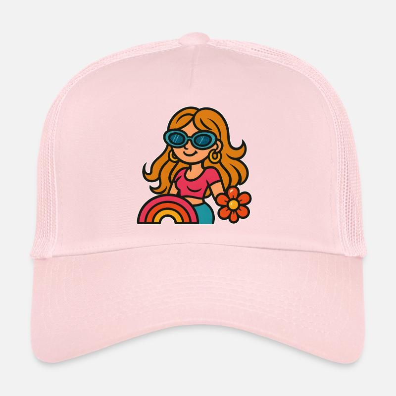 Fille d’été rétro - Look Flower Power Casquette trucker 