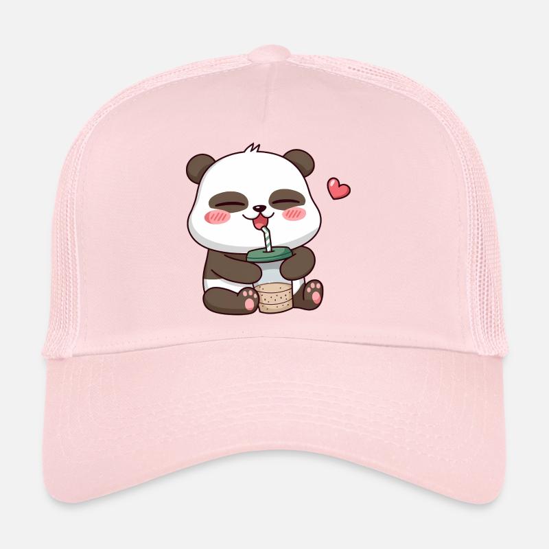 Adorable panda buvant du thé aux perles Casquette trucker 