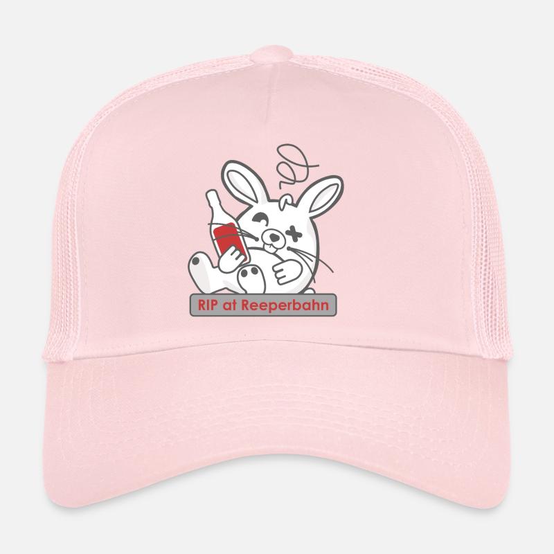 Lustiger Hasenschädel mit Flasche und Reeperbahn - Trucker Cap - Hellrosa