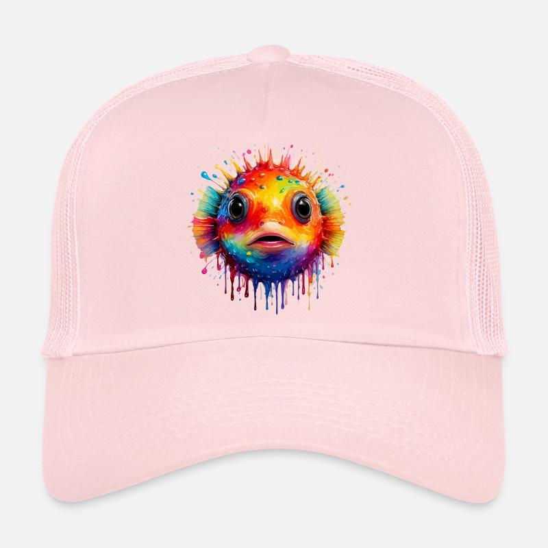 Color Explosion Puffer Fish Art Print Trucker Cap