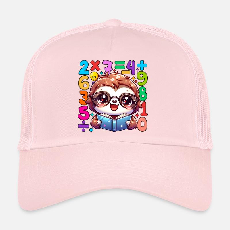 Number Day Mathy Sloth Reading Numbers - Trucker Cap - pale pink
