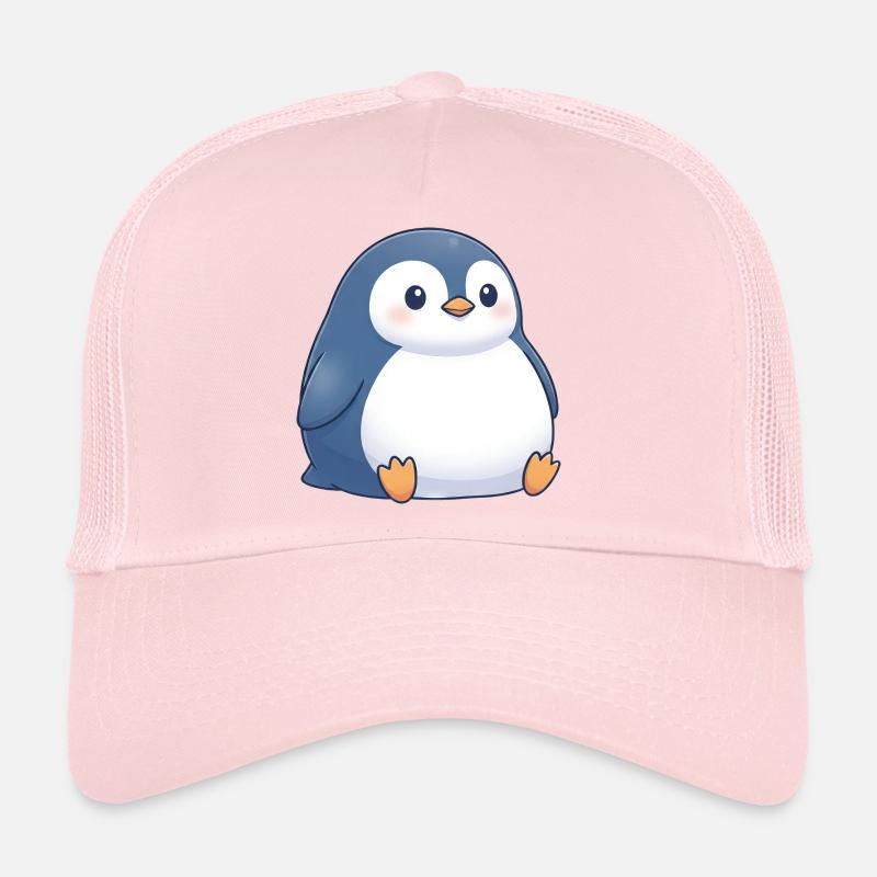 Cute chubby cartoon penguin sitting chubby Trucker Cap