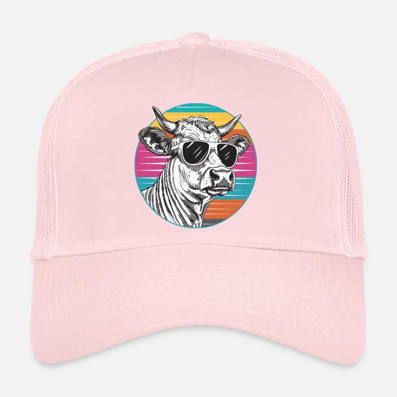 Cow in retro neon look with sunglasses Trucker Cap