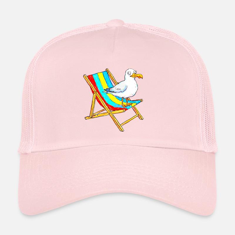 Mouette sur chaise de plage colorée Casquette trucker 