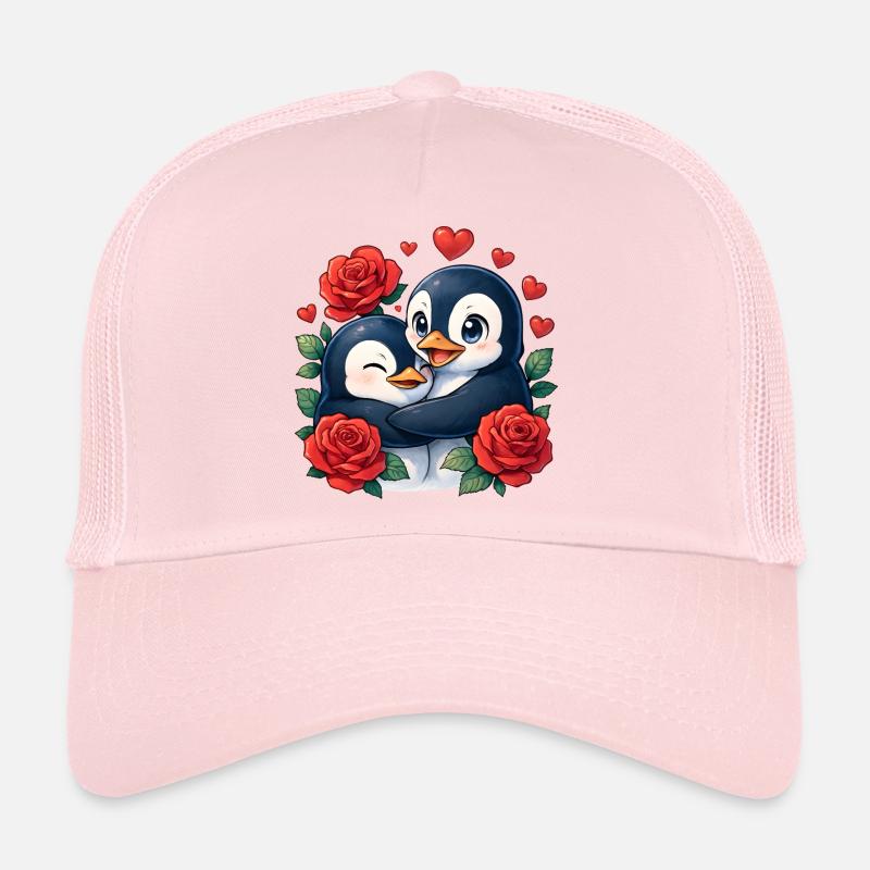 Togetherness Penguins Rose Heart Trucker Cap