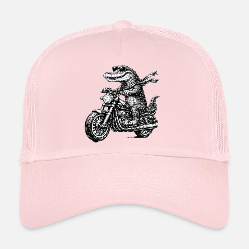 Crocodile on motorcycle with sunglasses Trucker Cap