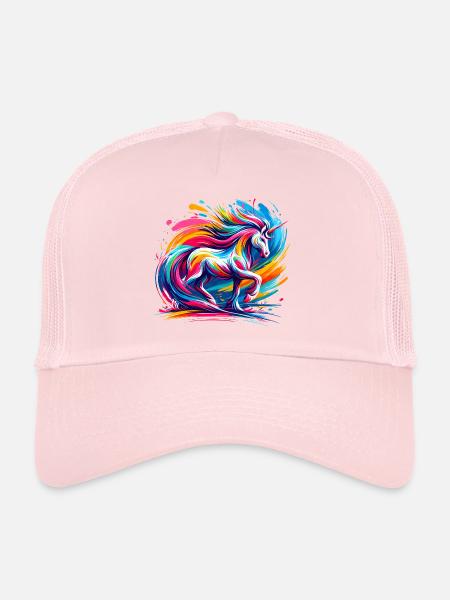 bunte Einhorn Kunst - Trucker Cap - Hellrosa