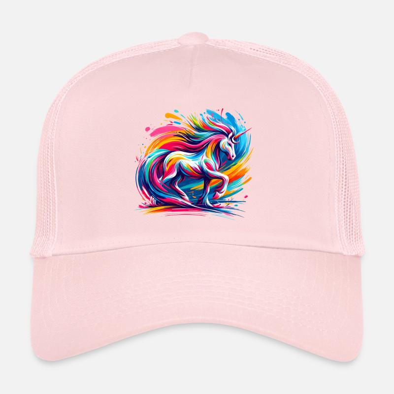 bunte Einhorn Kunst - Trucker Cap - Hellrosa