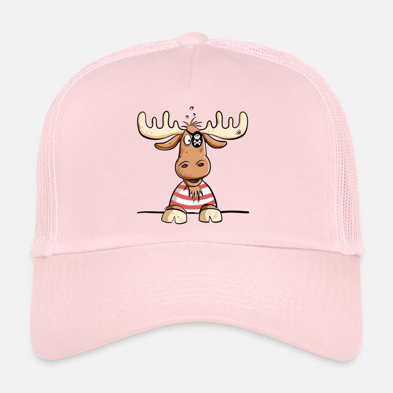 Lustiger Elch Pirat I Piraten Comic I Fun Geschenk - Trucker Cap - Hellrosa