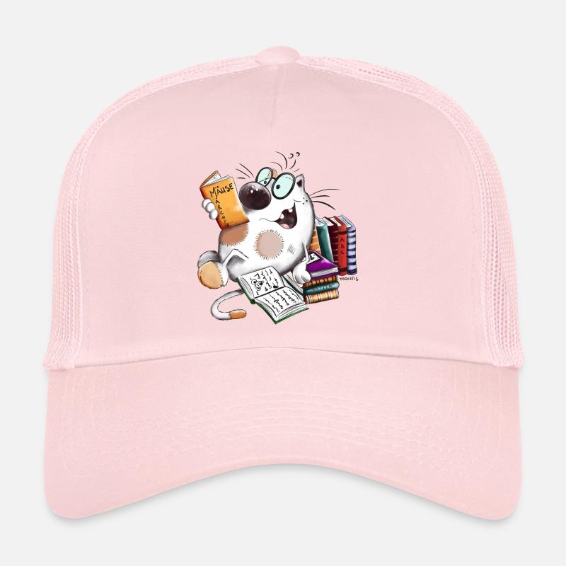Funny cat reading books Trucker Cap
