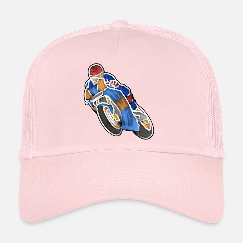 Wheelie beim Motorradrennen - Wasserfarben hell - Trucker Cap - Hellrosa