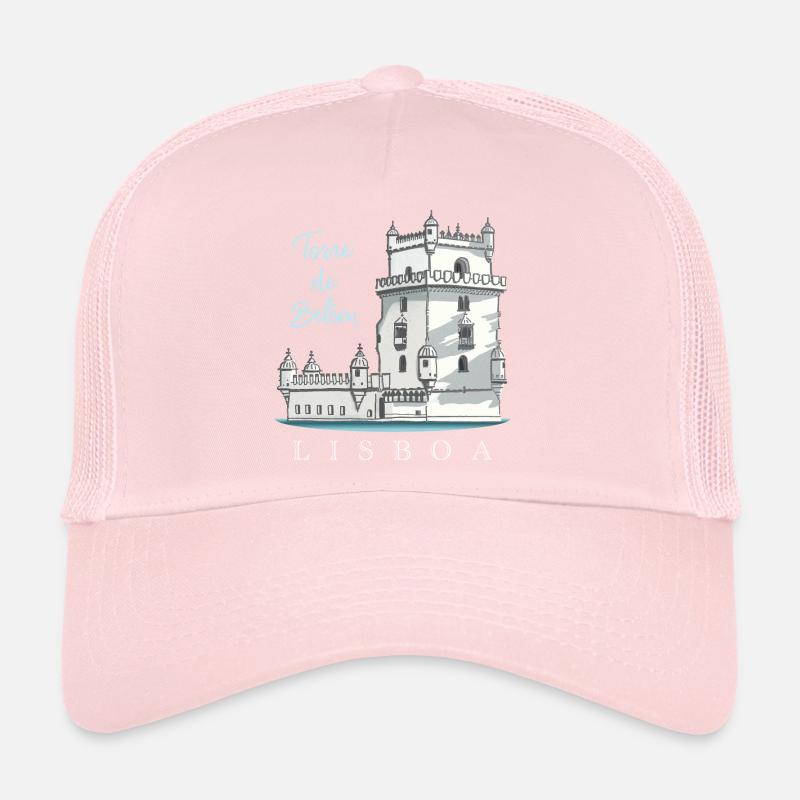 Torre de Belem, Lisbon, Portugal, Hand Drawing Trucker Cap