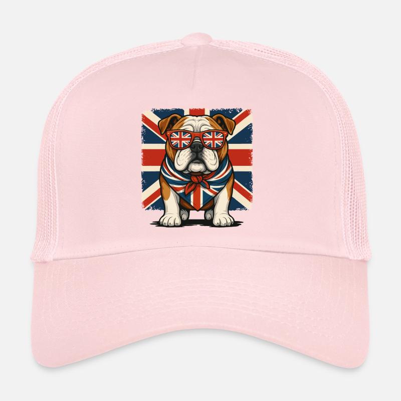 Bouledogue avec accessoires de drapeau britannique Casquette trucker 