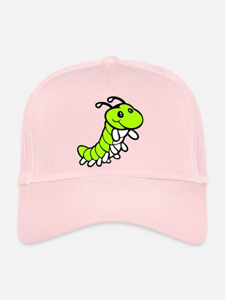 Caterpillar sweet sweet little smiles friendly happy - Trucker Cap - pale pink - Front