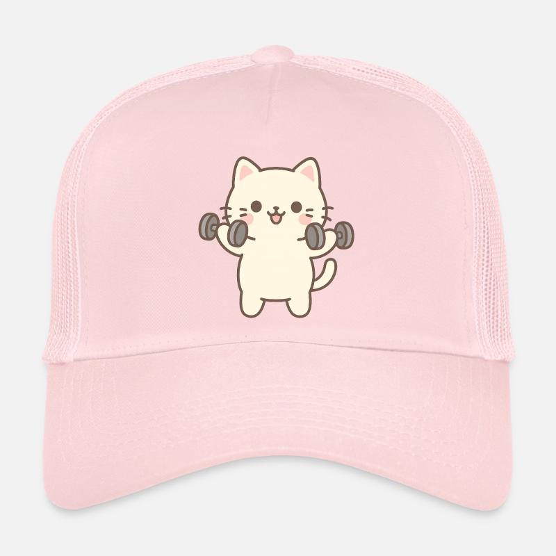 Chaton faisant de la musculation - Casquette trucker  - rose pâle