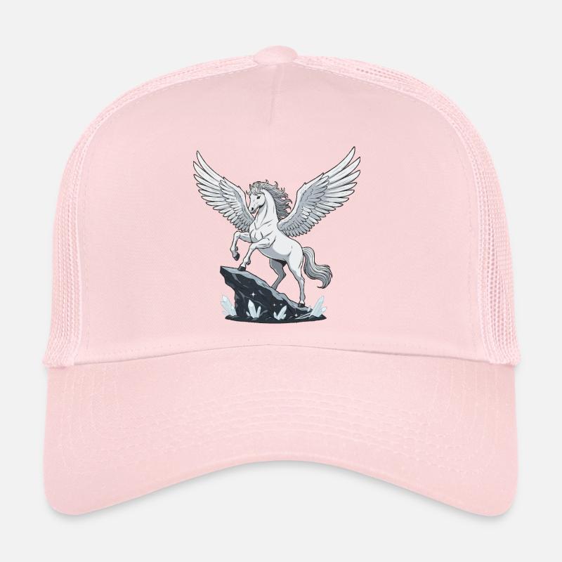 Pégase blanc sur roche cristalline Casquette trucker 