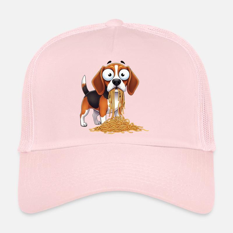 Süßer Beagle mit Spaghetti Clumsy Cartoon Essen Trucker Cap