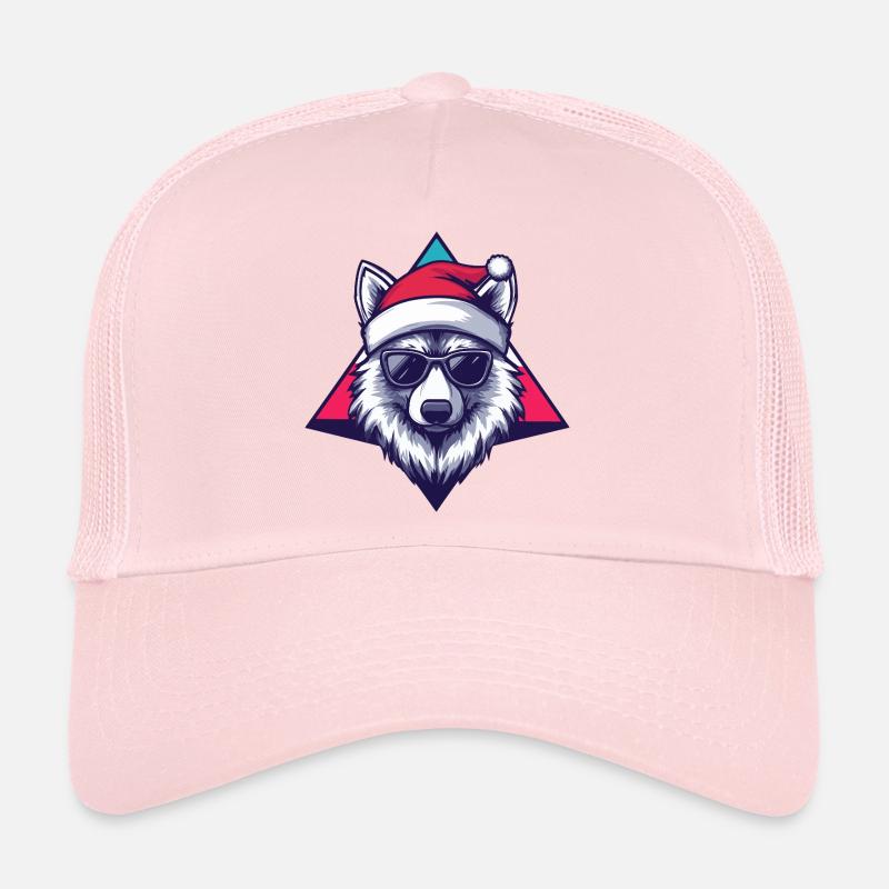 Christmas wolf with sunglasses Trucker Cap