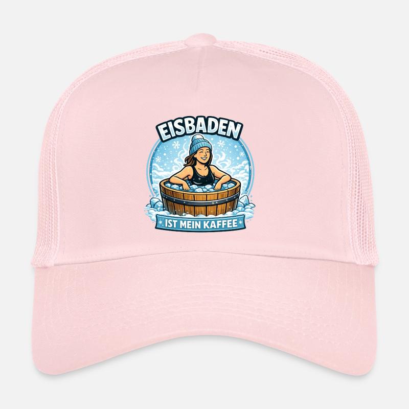 Eisbad Kaffee Humor Illustration - Trucker Cap - Hellrosa