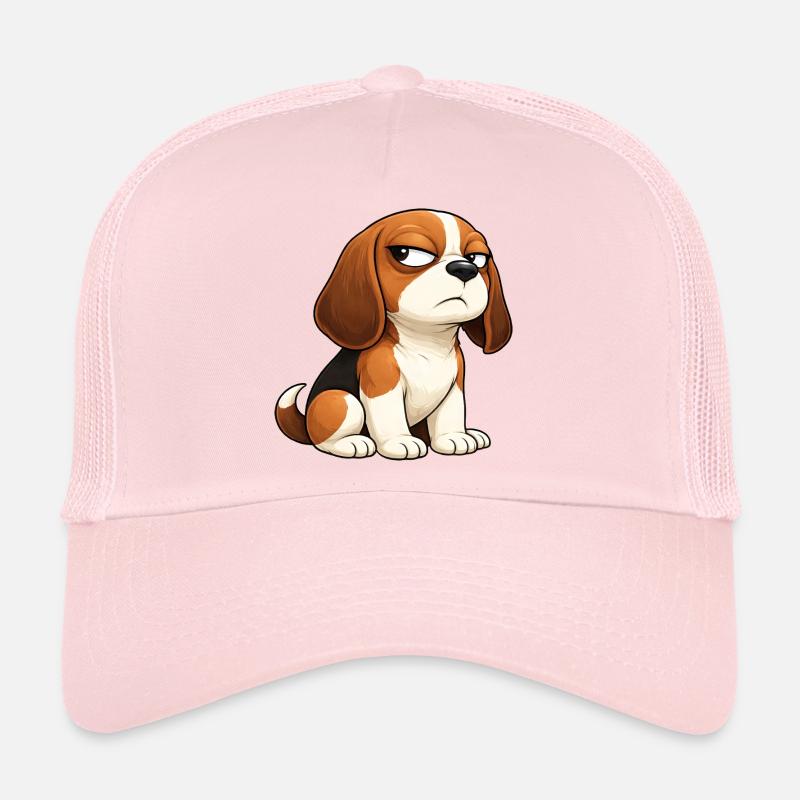 Dessin dessiné du chien caricatural Beagle arrogant cassé Casquette trucker 