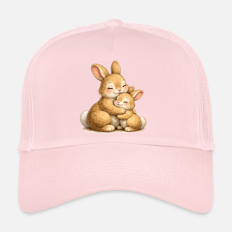 Deux lapins dans une étreinte affectueuse Casquette trucker 