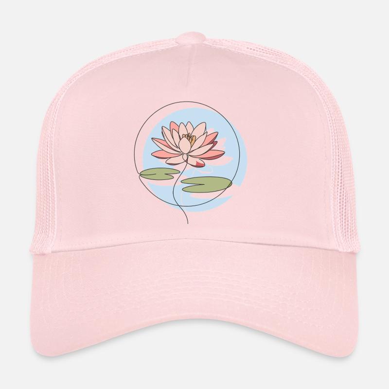 Water Lily Line Art Illustration Trucker Cap