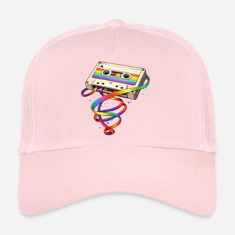 Retro Kassette mit Regenbogen Band   Trucker Cap