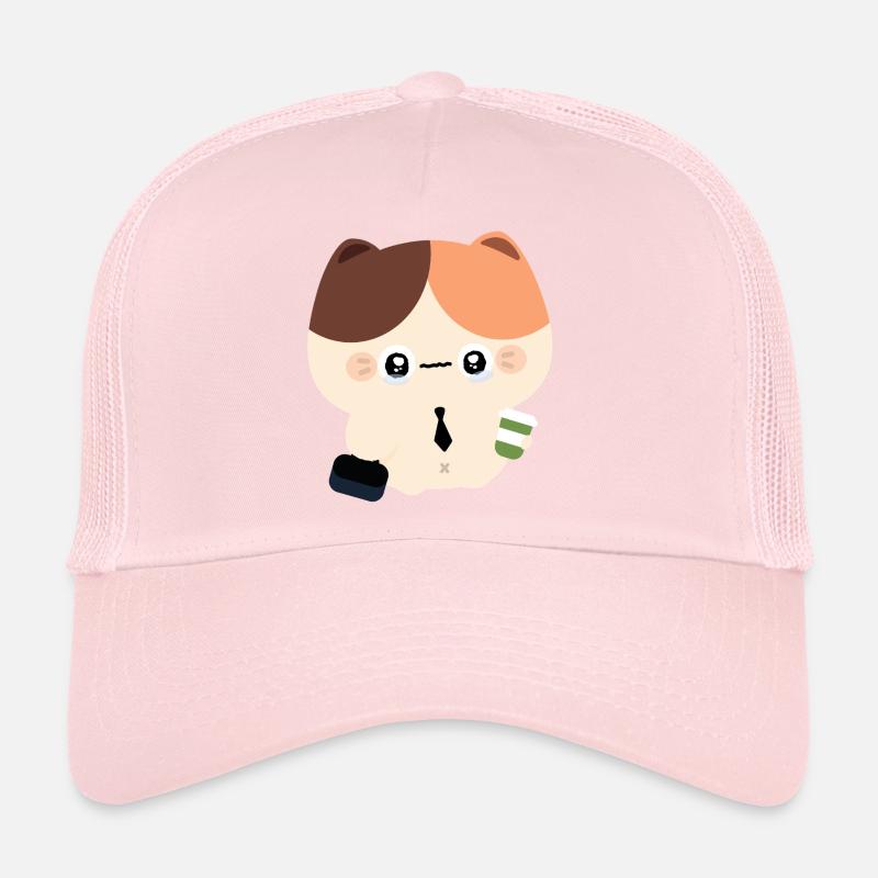Kawaii Crying Cat avec du café Casquette trucker 