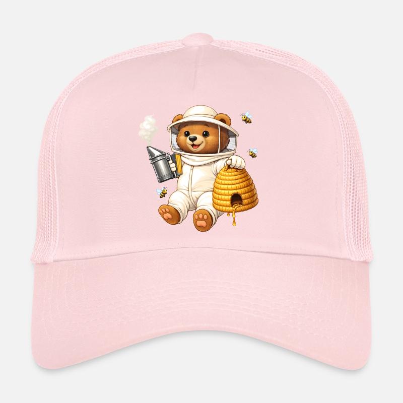 Beekeeper bear with beehive illustration Trucker Cap