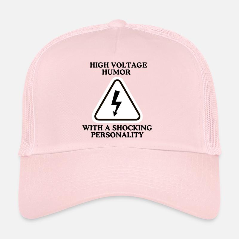 Panneau triangulaire d’avertissement éclair - Casquette trucker - rose pâle