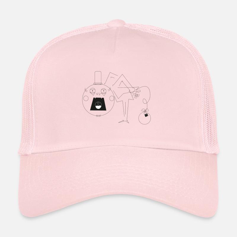 Karikatur Lustiger Mann mit Hut schreit Trucker Cap