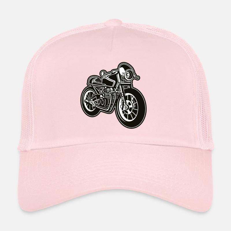 Cafe Racer Motorcycle 01_black white - Trucker Cap - pale pink
