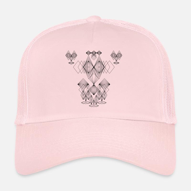 Abstrakte Gesichter Zeichnung Crazy Faces Art - Trucker Cap - Hellrosa