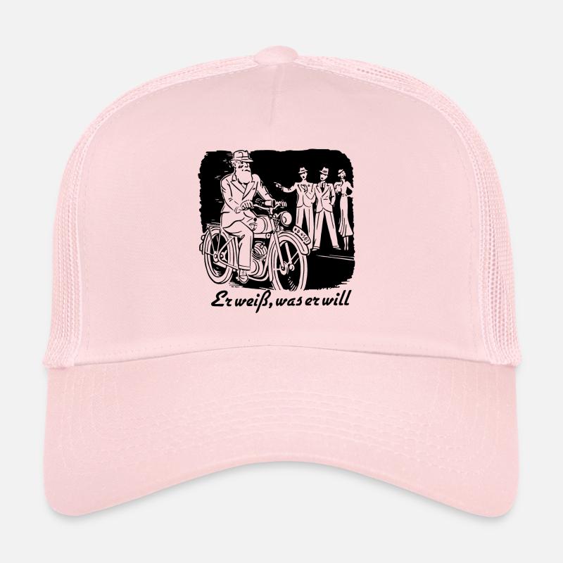Er weiß, was er will ! - Trucker Cap - Hellrosa