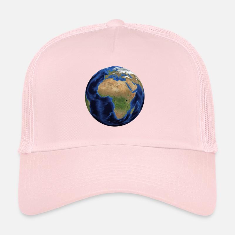 Globe du monde - Casquette trucker  - rose pâle