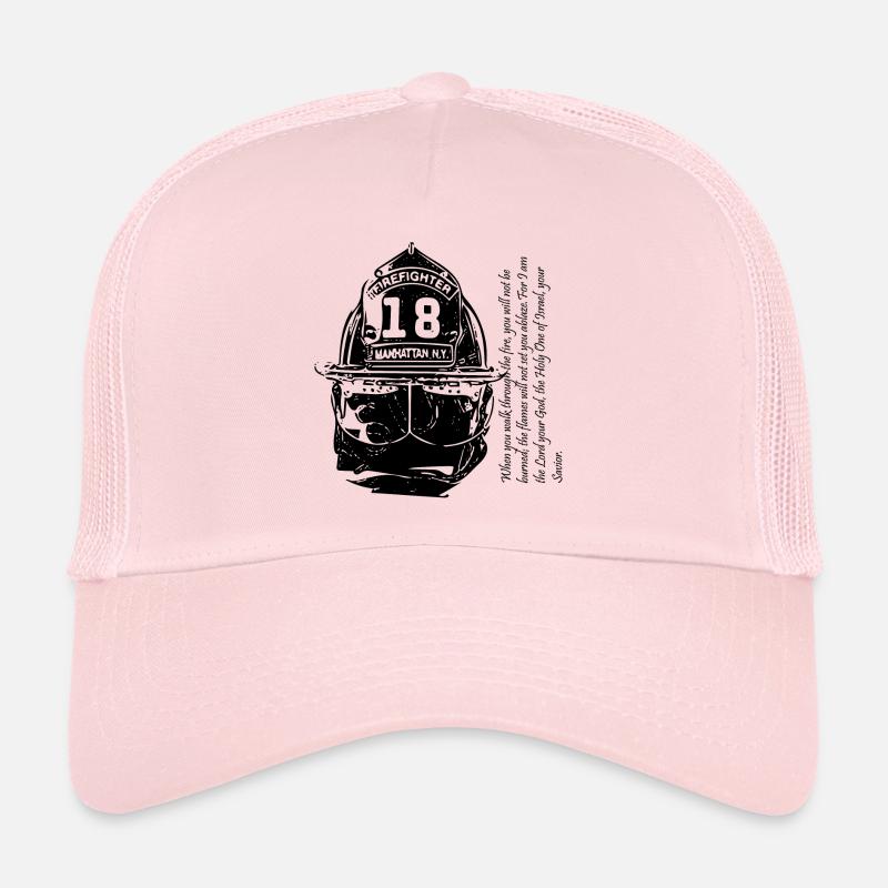 pompier usa - Casquette trucker  - rose pâle
