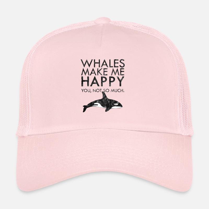 Whales make me happy whale seafood gift idea - Trucker Cap - pale pink