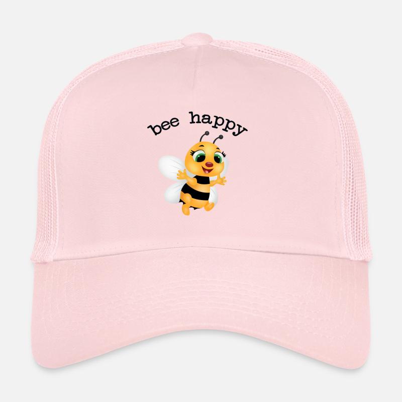 flotte abeille, be happy - Casquette trucker  - rose pâle