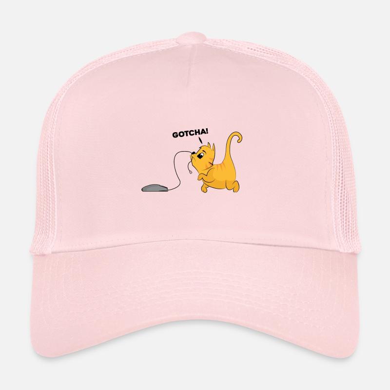 Chat attrape l’ordinateur souris cadeau chatons - Casquette trucker - rose pâle