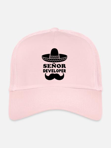 Señor Developer for Programming & Senior Developer - Casquette trucker  - rose pâle - Devant