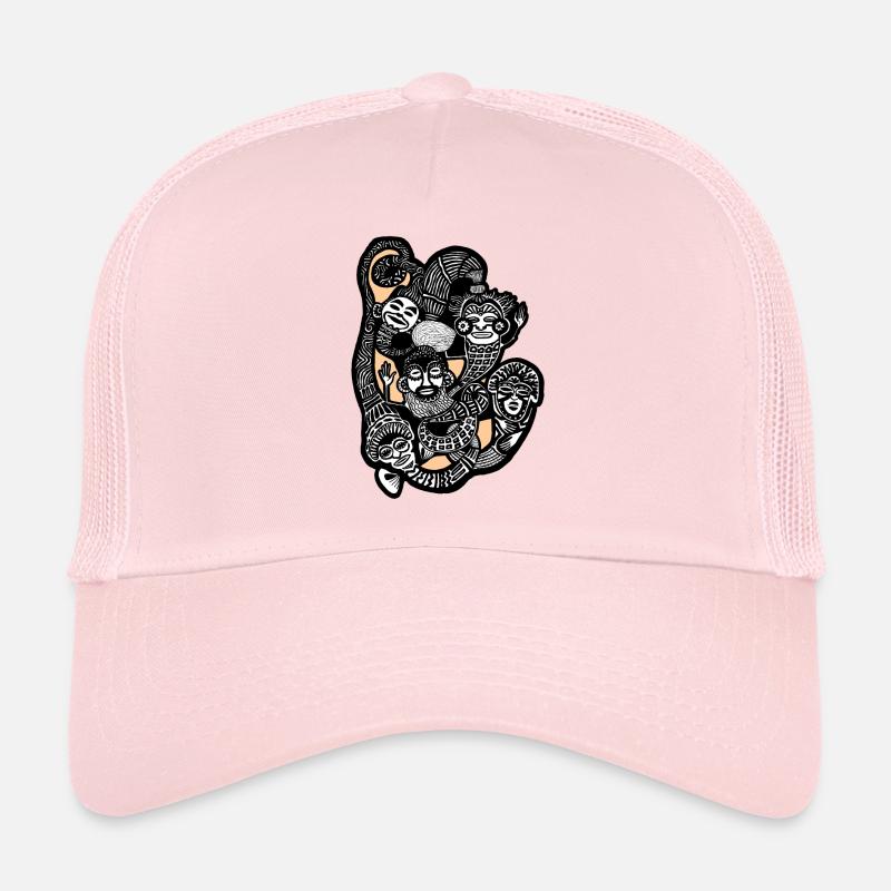 Masques tribaux - Casquette trucker  - rose pâle